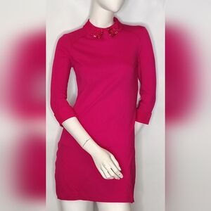 Ted Baker London Fuchsia Embellished Collar  Dress Sz 1 Women's